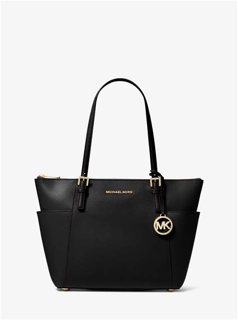 michael kors jet set travel schwarz weiß|michael kors packable tote.